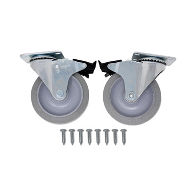 Rubbermaid Commercial Caster Kit for Mega BRUTE Mobile Collector, Swivel Mount Plate, 5" Wheel, Black, 2/Set (FG9W71L1GRAY)