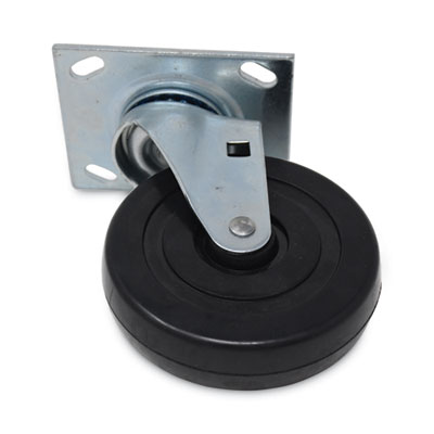 Rubbermaid Commercial Replacement Plate Casters, Rigid Mount Plate, 5" Rubber Wheel, Black (4402L1)