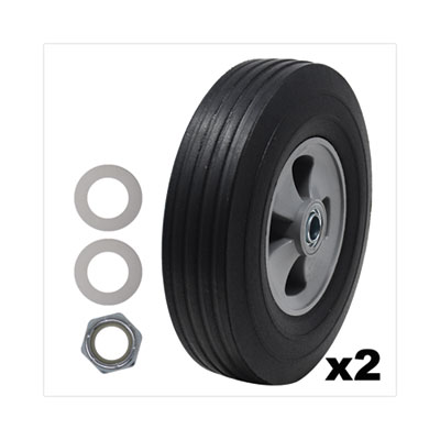 Rubbermaid Commercial Tilt Truck Wheels, 340 lb Weight Capacity (170 lb Per Wheel), 10" Wheel, Black, 2/Set (FG1004L30000)