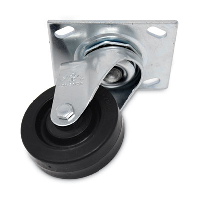 Rubbermaid Commercial Replacement Plate Casters, Rigid Mount Plate, 3.5" Rubber Wheel, Black (FG1005L40000)