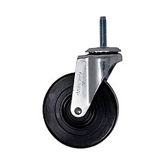 Rubbermaid Commercial Replacement Bayonet-Stem Swivel Casters, Threaded Stem (0.28" x 1.5"), 4" Hard Rubber Wheel, Black (FG1304L30000)