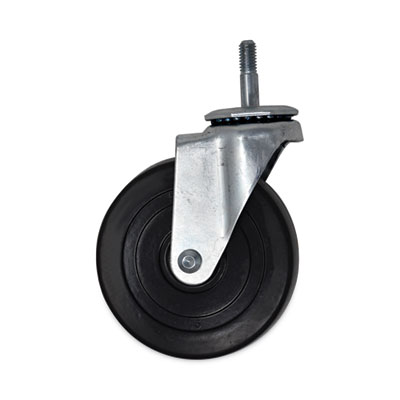 Rubbermaid Commercial Replacement Bayonet-Stem Swivel Casters, Threaded Stem (0.31" x 1.63"), 5" Hard Rubber Wheel, Black (FG1314L30000)
