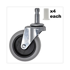 Rubbermaid Commercial Replacement Bayonet-Stem Swivel Casters, Grip Ring Stem (0.5" x 1.25"), 3" Hard Rubber Wheel, Gray (FG3421L60000)