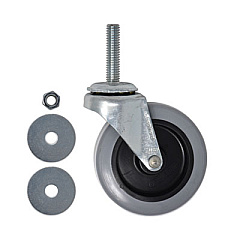 Rubbermaid Commercial Replacement Bayonet-Stem Swivel Casters, Threaded Stem (0.26" x 2"), 3" Hard Urethane Wheel, Gray (FG3530L10000)