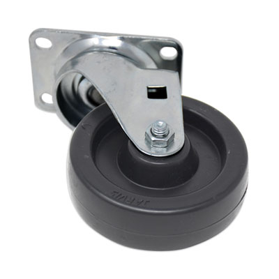 Rubbermaid Commercial Replacement Plate Casters, Rigid Mount Plate, 4" Phenolic Wheel, Black (FG4608L30000)