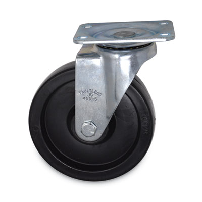 Rubbermaid Commercial Replacement Plate Casters, Rigid Mount Plate, 5" Polypropylene Wheel, Black (FG4614L30000)