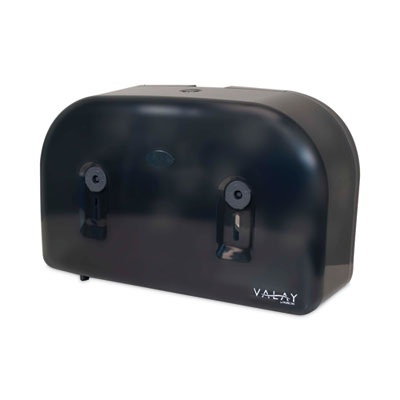 Morcon Tissue Valay Plastic Mini Jumbo Bath Tissue Dispenser, Two Rolls, 9.75 x 15.87 x 5.25, Black (VT1003)