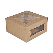 SCT Kraft Window Bakery Boxes, 8 x 8 x 4, Brown, Paper, 150/Carton (24053K)