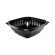 Dart PresentaBowls Pro Black Square Bowls, 48 oz, 8.5 x 8.5 x 2.6, Plastic, 63/Bag, 4 Bags/Carton (B48SB)