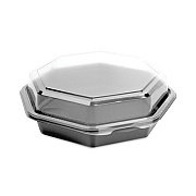 SOLO Creative Carryouts OctaView Hinged Lid Containers, 7.5 x 8 x 2.4, Black/Clear, Plastic, 100/Carton (865045AP94)