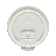 Lift Back and Lock Tab Cup Lids for Foam Cups, Fits 10 oz Solo Trophy Hot/Cold Drink Cups, Plastic, White, 2,000/Carton (DLX10R)