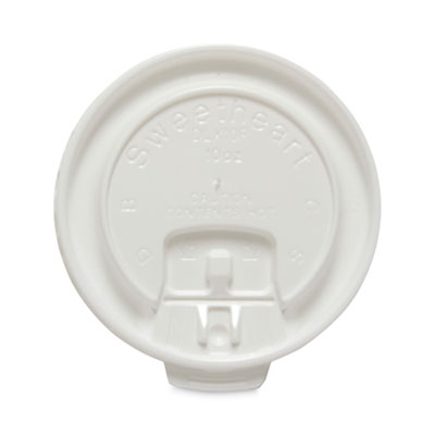Lift Back and Lock Tab Cup Lids for Foam Cups, Fits 10 oz Solo Trophy Hot/Cold Drink Cups, Plastic, White, 2,000/Carton (DLX10R)