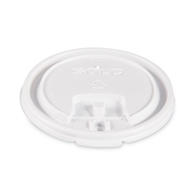 SOLO Lift Back and Lock Tab Lids for Paper Cups, Fits 10 oz Hot Cups, Plastic, White, 100/Sleeve, 10 Sleeves/Carton (LB3101)