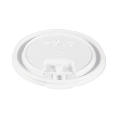 SOLO Lift Back and Lock Tab Lids for Paper Cups, Fits 10 oz to 24 oz Hot Cups, Plastic, White, 100/Sleeve, 10 Sleeves/Carton (LB3161)