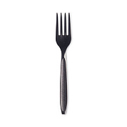 SOLO Reliance Classic Plastic Cutlery, Medium Heavyweight Fork, Black, 1,000/Carton (RSKF0004)