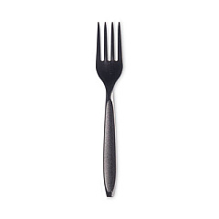 SOLO Reliance Classic Plastic Cutlery, Medium Heavyweight Fork, Black, 1,000/Carton (RSKF0004)