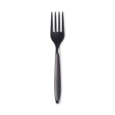 SOLO Reliance Classic Plastic Cutlery, Medium Heavyweight Fork, Black, 1,000/Carton (RSKF0004)