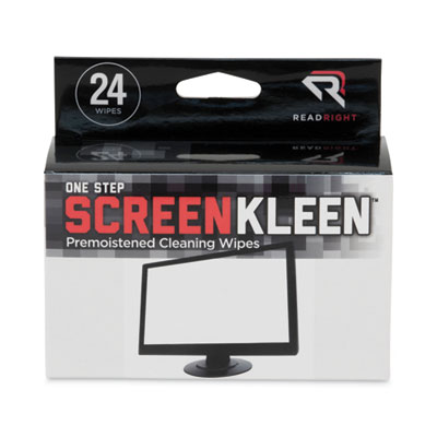 Read Right OneStep ScreenKleen Wipes, 5 x 5, Unscented, 24/Box (RR1209)