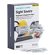 Bausch & Lomb Sight Savers Respirator and Equipment Wipes, Cloth, 5 x 8, Unscented, White, 100/Box (8595)