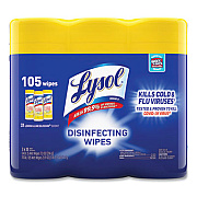 LYSOL Brand Disinfecting Wipes, 1-Ply, 7 x 7.25, Lemon and Lime Blossom, White, 35 Wipes/Canister, 3 Canisters/Pack (82159PK)