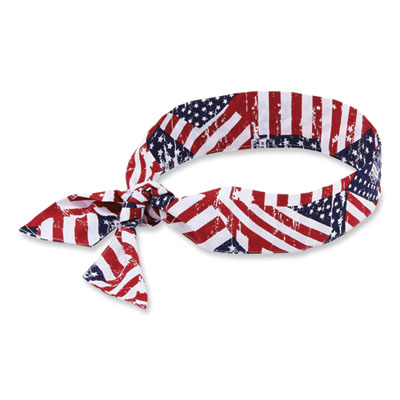 ergodyne Chill-Its 6700 Cooling Bandana Polymer Tie Headband, One Size Fits Most, Stars and Stripes (12303)