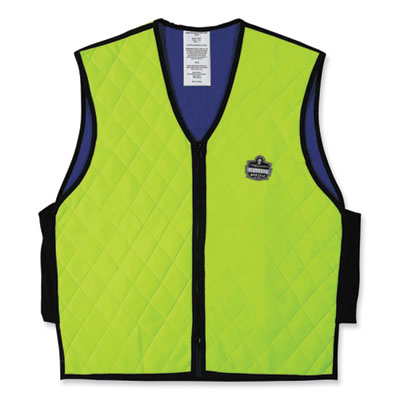 ergodyne Chill-Its 6665 Embedded Polymer Cooling Vest with Zipper, Nylon/Polymer, X-Large, Lime (12535)
