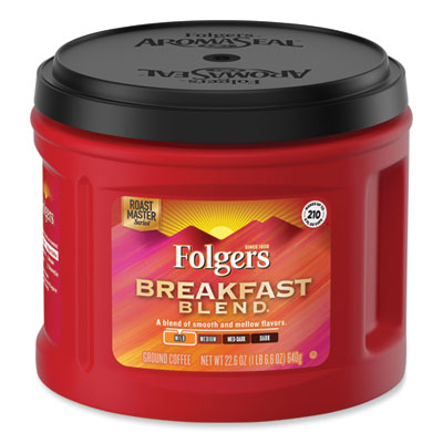 Folgers Breakfast Blend Ground Coffee, 22.6 oz Canister (SMU20529)