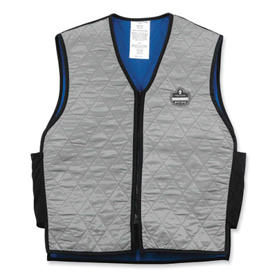 ergodyne Chill-Its 6665 Embedded Polymer Cooling Vest with Zipper, Nylon/Polymer, X-Large, Gray (12545)