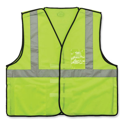 ergodyne GloWear 8216BA Class 2 Breakaway Mesh ID Holder Vest, Polyester, Large/X-Large, Lime (21095)