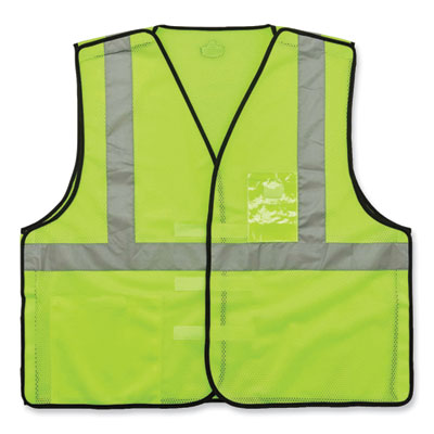 ergodyne GloWear 8216BA Class 2 Breakaway Mesh ID Holder Vest, Polyester, 4X-Large/5X-Large, Lime (21099)