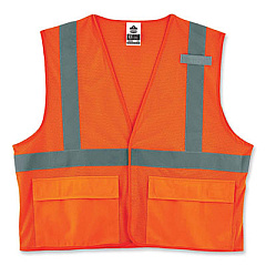 ergodyne GloWear 8220HL Class 2 Standard Mesh Hook and Loop Vest, Polyester, 4X-Large/5X-Large, Orange (21139)