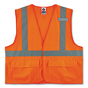 ergodyne GloWear 8225HL Class 2 Standard Solid Hook and Loop Vest, Polyester, Orange, Small/Medium (21173)
