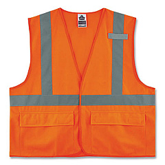 ergodyne GloWear 8225HL Class 2 Standard Solid Hook and Loop Vest, Polyester, Orange, Small/Medium (21173)