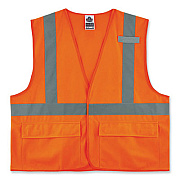 ergodyne GloWear 8225HL Class 2 Standard Solid Hook and Loop Vest, Polyester, Orange, Large/X-Large (21175)