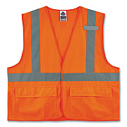 ergodyne GloWear 8225HL Class 2 Standard Solid Hook and Loop Vest, Polyester, Orange, 2X-Large/3X-Large (21177)