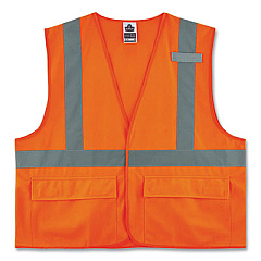 ergodyne GloWear 8225HL Class 2 Standard Solid Hook and Loop Vest, Polyester, Orange, 2X-Large/3X-Large (21177)