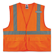 ergodyne GloWear 8225HL Class 2 Standard Solid Hook and Loop Vest, Polyester, Orange, 4X-Large/5X-Large (21179)