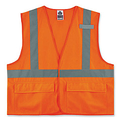 ergodyne GloWear 8225HL Class 2 Standard Solid Hook and Loop Vest, Polyester, Orange, 4X-Large/5X-Large (21179)
