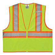 ergodyne GloWear 8229Z Class 2 Economy Two-Tone Zipper Vest, Polyester, X-Small, Lime (21291)