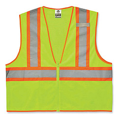 ergodyne GloWear 8229Z Class 2 Economy Two-Tone Zipper Vest, Polyester, X-Small, Lime (21291)