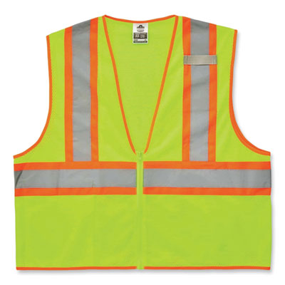 ergodyne GloWear 8229Z Class 2 Economy Two-Tone Zipper Vest, Polyester, X-Small, Lime (21291)