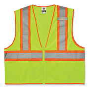 ergodyne GloWear 8229Z Class 2 Economy Two-Tone Zipper Vest, Polyester, Small/Medium, Lime (21293)