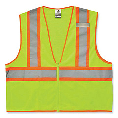 ergodyne GloWear 8229Z Class 2 Economy Two-Tone Zipper Vest, Polyester, Small/Medium, Lime (21293)