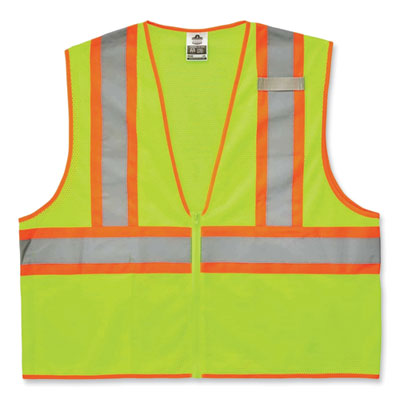 ergodyne GloWear 8229Z Class 2 Economy Two-Tone Zipper Vest, Polyester, Large/X-Large, Lime (21295)