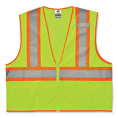 ergodyne GloWear 8229Z Class 2 Economy Two-Tone Zipper Vest, Polyester, 2X-Large/3X-Large, Lime (21297)