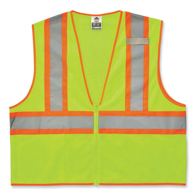 ergodyne GloWear 8229Z Class 2 Economy Two-Tone Zipper Vest, Polyester, 2X-Large/3X-Large, Lime (21297)