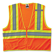 ergodyne GloWear 8229Z Class 2 Economy Two-Tone Zipper Vest, Polyester, X-Small, Orange (21301)