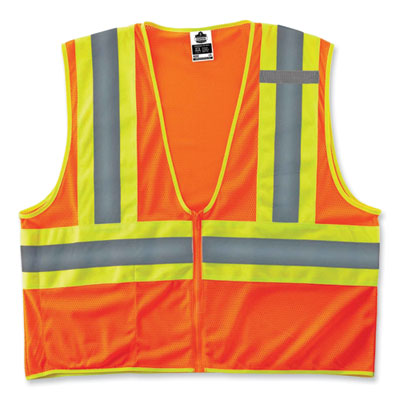 ergodyne GloWear 8229Z Class 2 Economy Two-Tone Zipper Vest, Polyester, Small/Medium, Orange (21303)