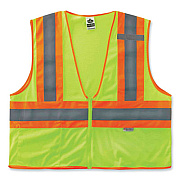 ergodyne GloWear 8230Z Class 2 Two-Tone Mesh Zipper Vest, Polyester, 2X-Large/3X-Large, Lime (21327)