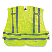 ergodyne GloWear 8244PSV Class 2 Expandable Public Safety Hook and Loop Vest, Polyester, Medium/Large, Lime (21364)